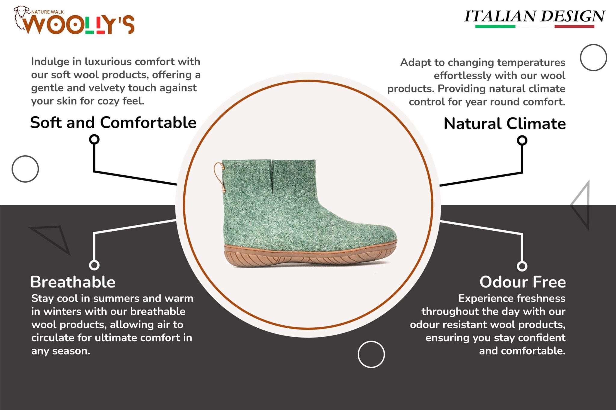 Outdoor Low Boots With Rubber Sole - Jungle Green - Woollyes