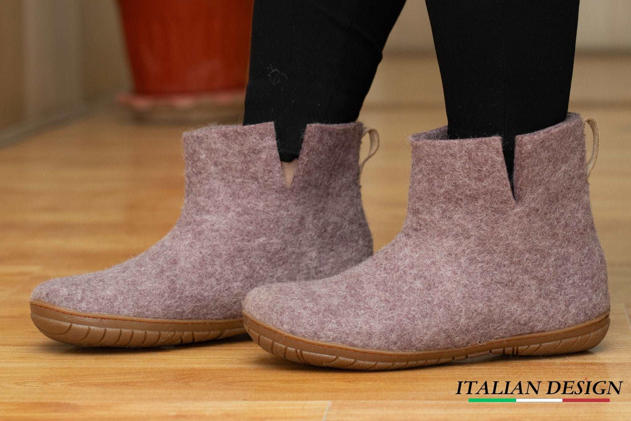 Outdoor Low Boots With Rubber Sole - Lavender - Woollyes