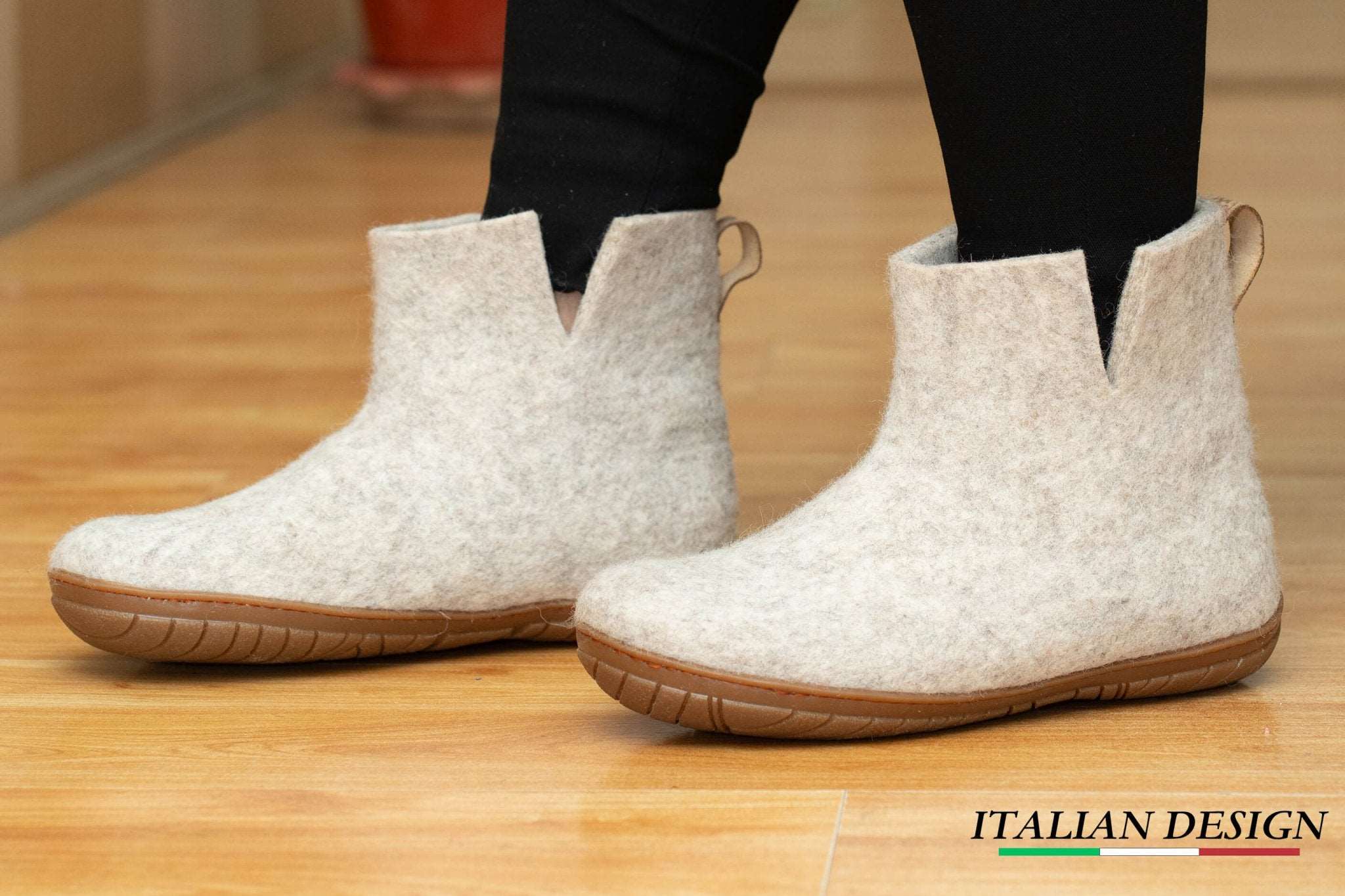 Outdoor Low Boots With Rubber Sole - Light Brown - Woollyes