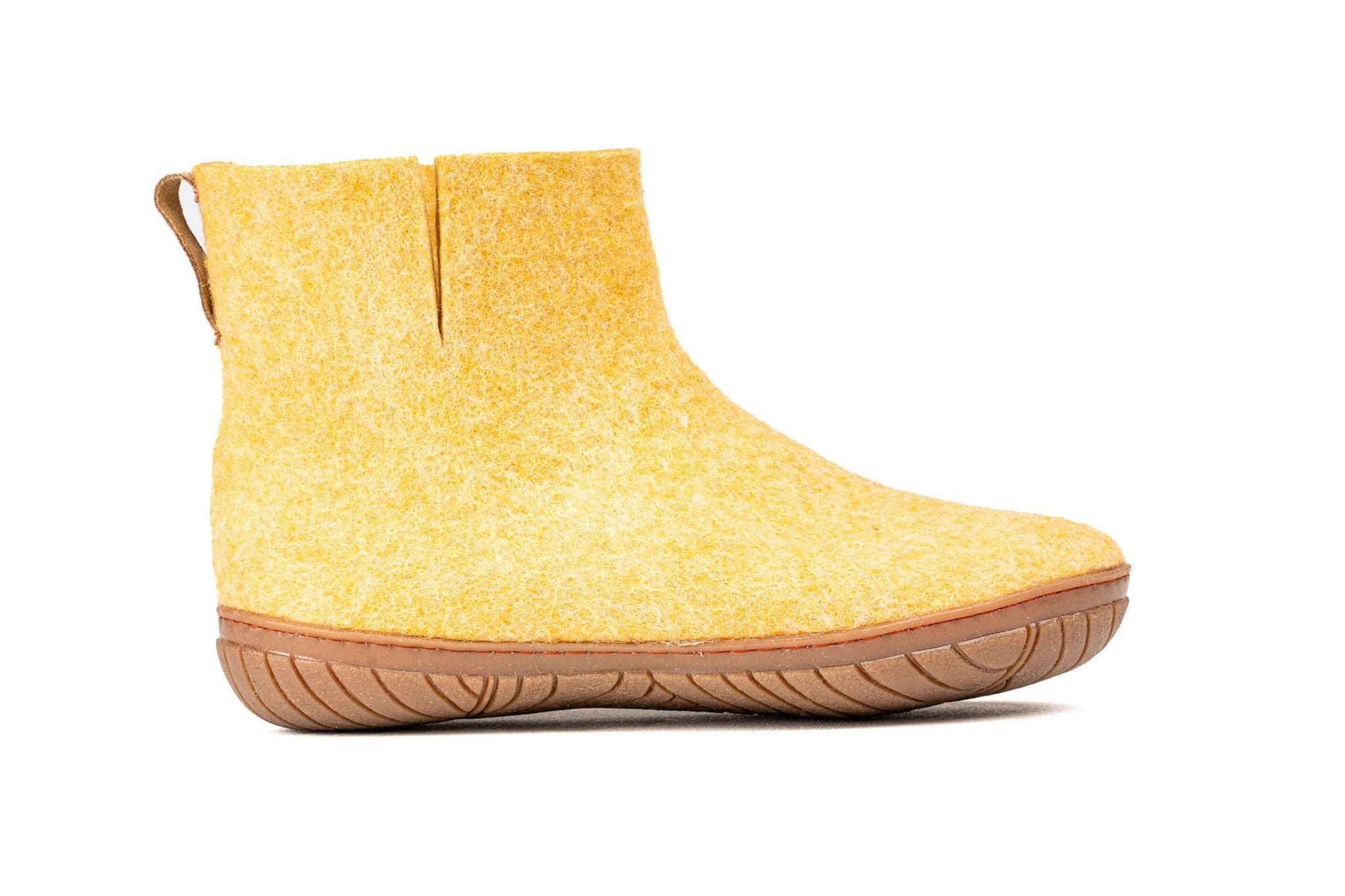 Outdoor Low Boots With Rubber Sole - Mustard - Woollyes
