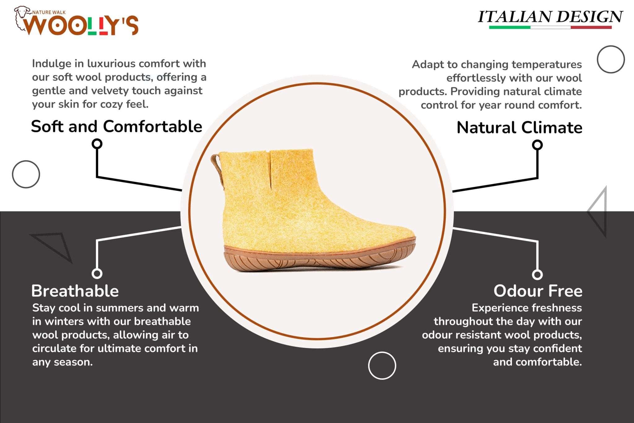 Outdoor Low Boots With Rubber Sole - Mustard - Woollyes