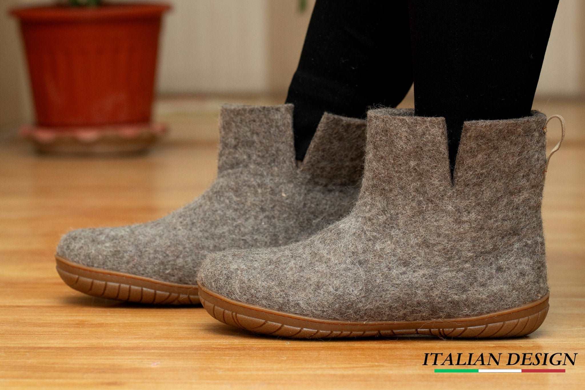 Outdoor Low Boots With Rubber Sole - Natural Brown - Woollyes
