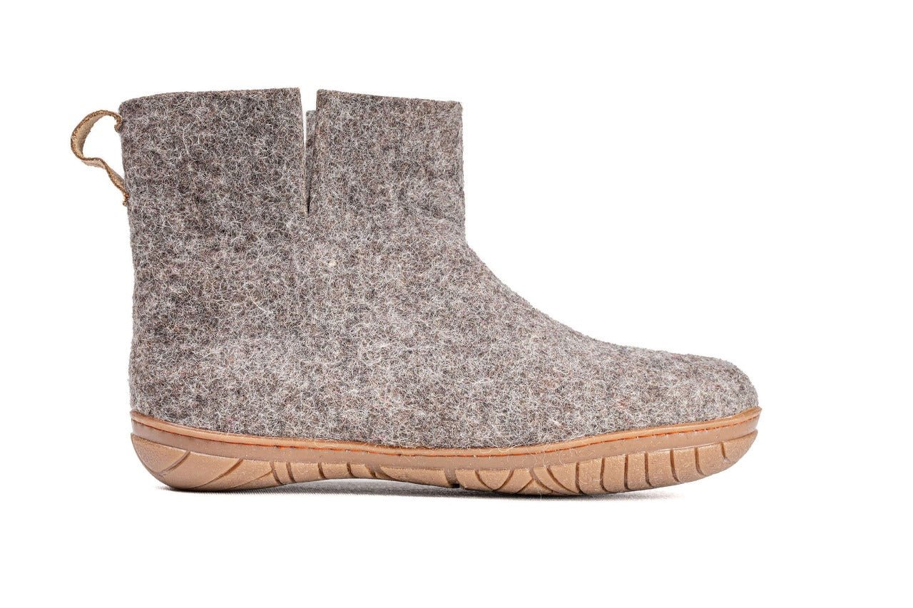 Outdoor Low Boots With Rubber Sole - Natural Brown - Woollyes