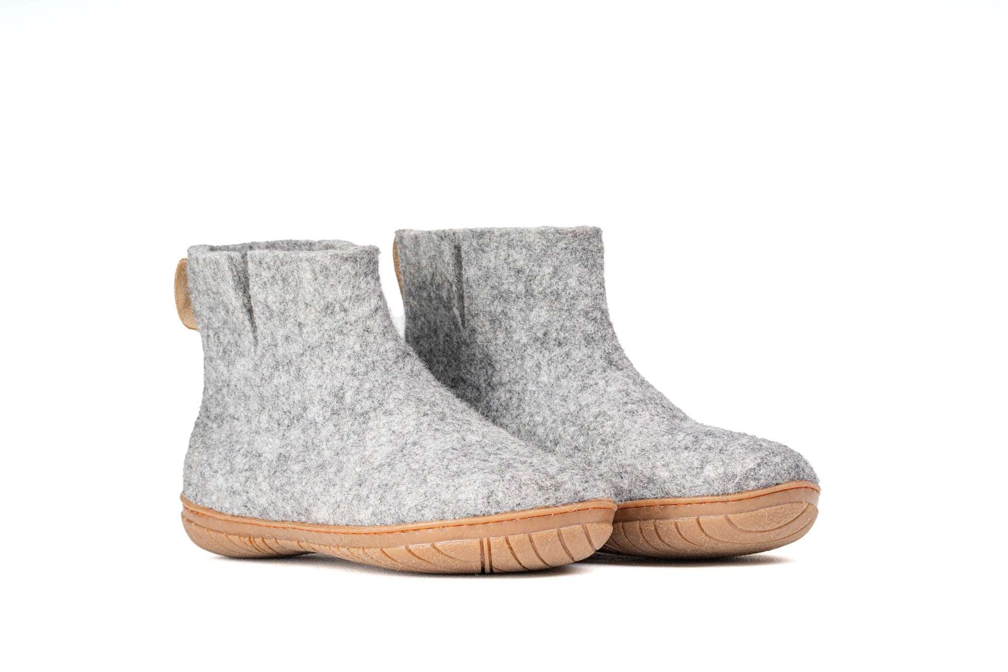 Outdoor Low Boots With Rubber Sole - Natural Grey - Woollyes