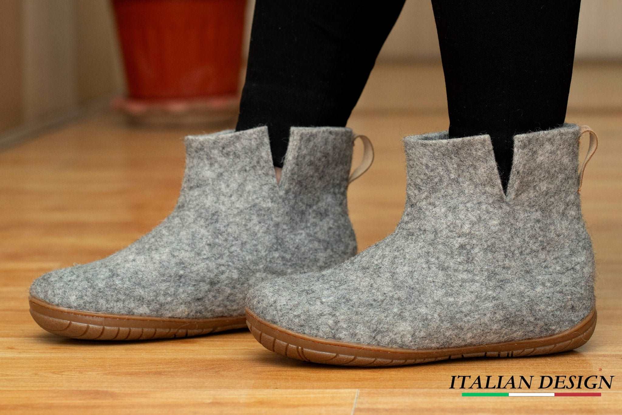 Outdoor Low Boots With Rubber Sole - Natural Grey - Woollyes