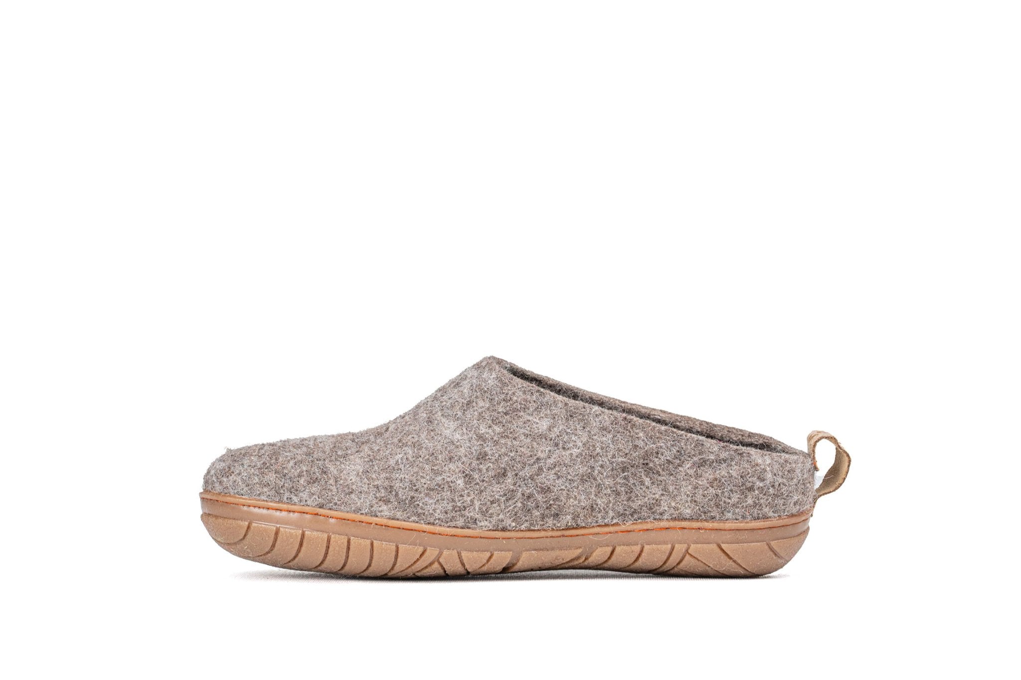 Outdoor Open Heel Slippers With Leather Sole - Natural Brown - Woollyes