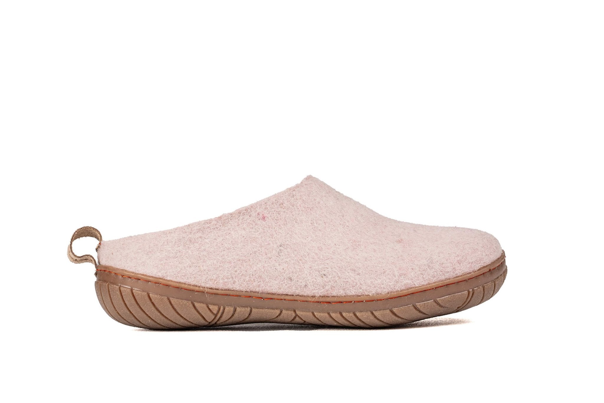 Outdoor Handmade Open Heel Slippers With Rubber Sole - Baby Pink - Woollyes