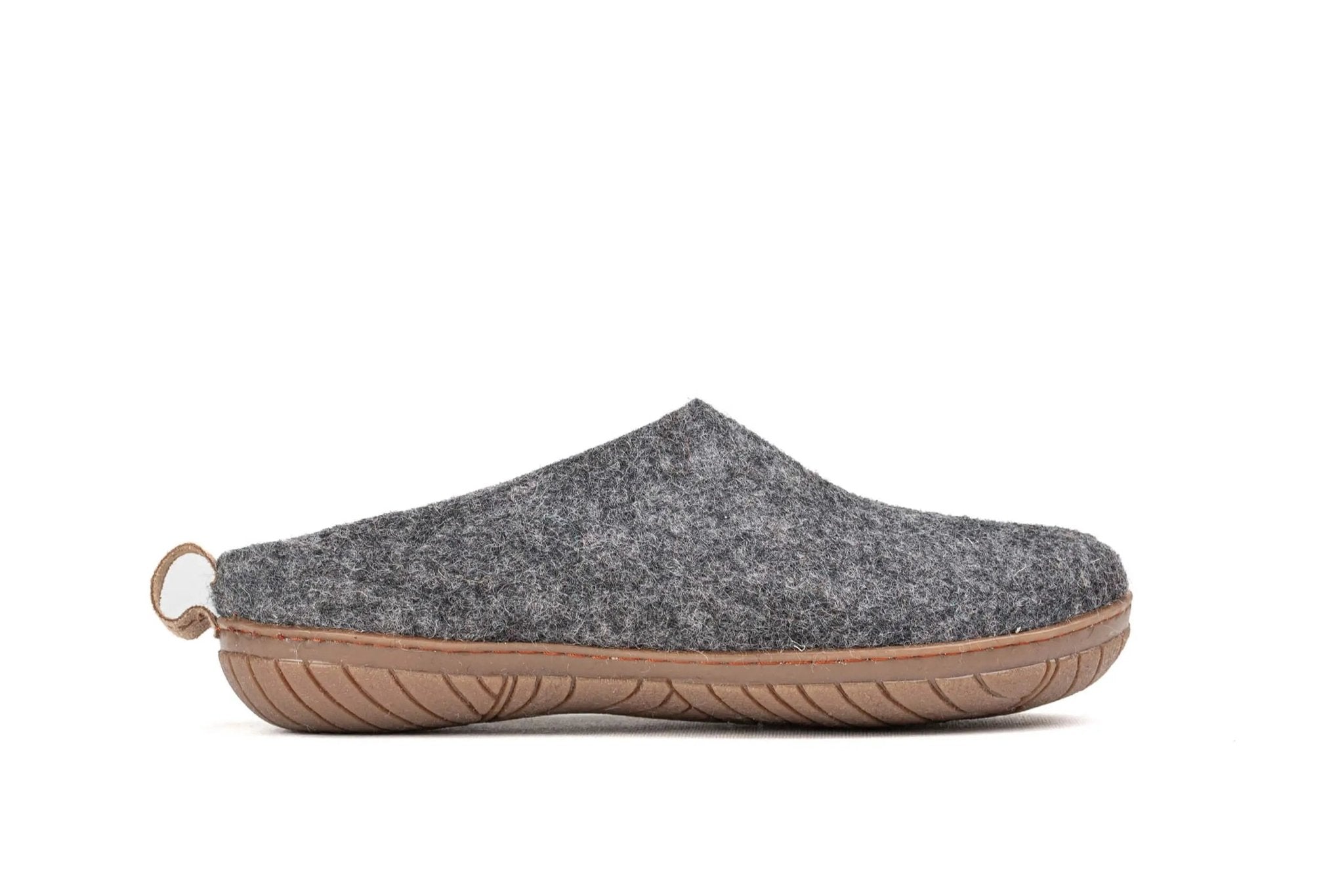 Outdoor Open Heel Slippers With Rubber Sole - Charcoal - Woollyes