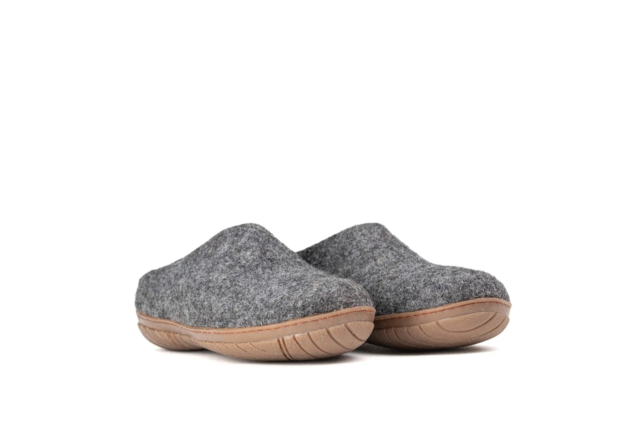 Outdoor Open Heel Slippers With Rubber Sole - Charcoal - Woollyes