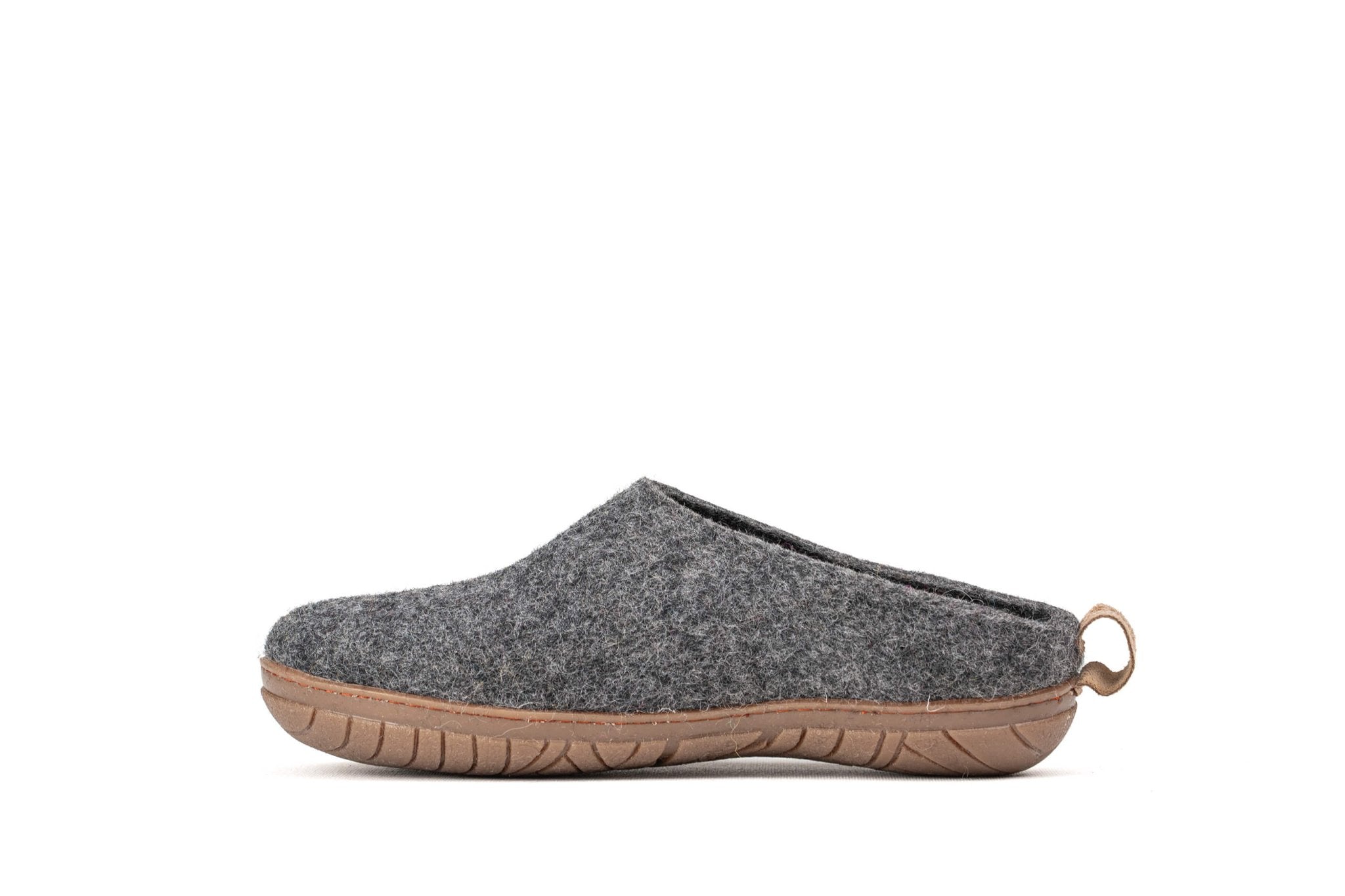 Outdoor Open Heel Slippers With Rubber Sole - Charcoal - Woollyes