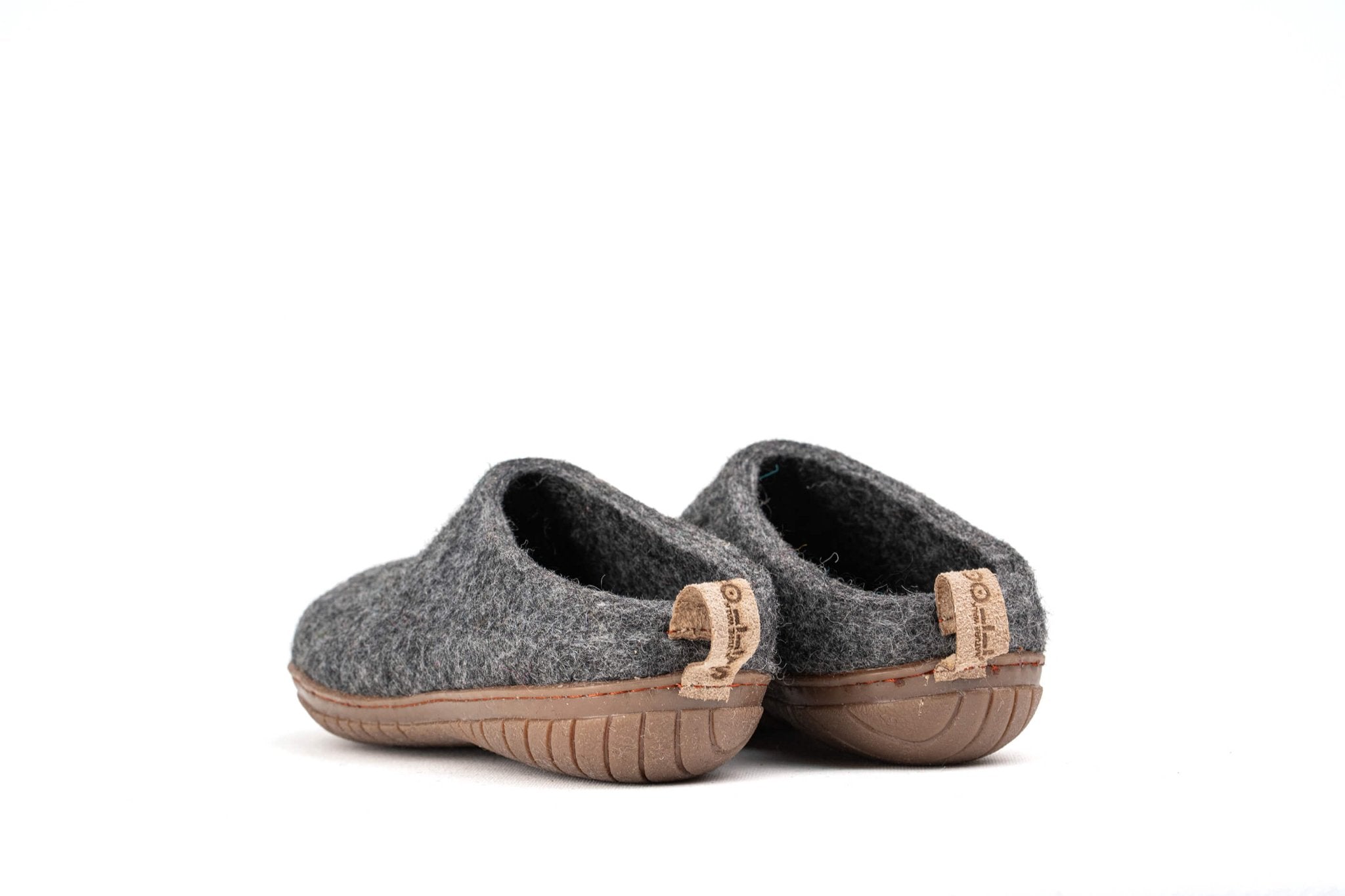 Outdoor Open Heel Slippers With Rubber Sole - Charcoal - Woollyes