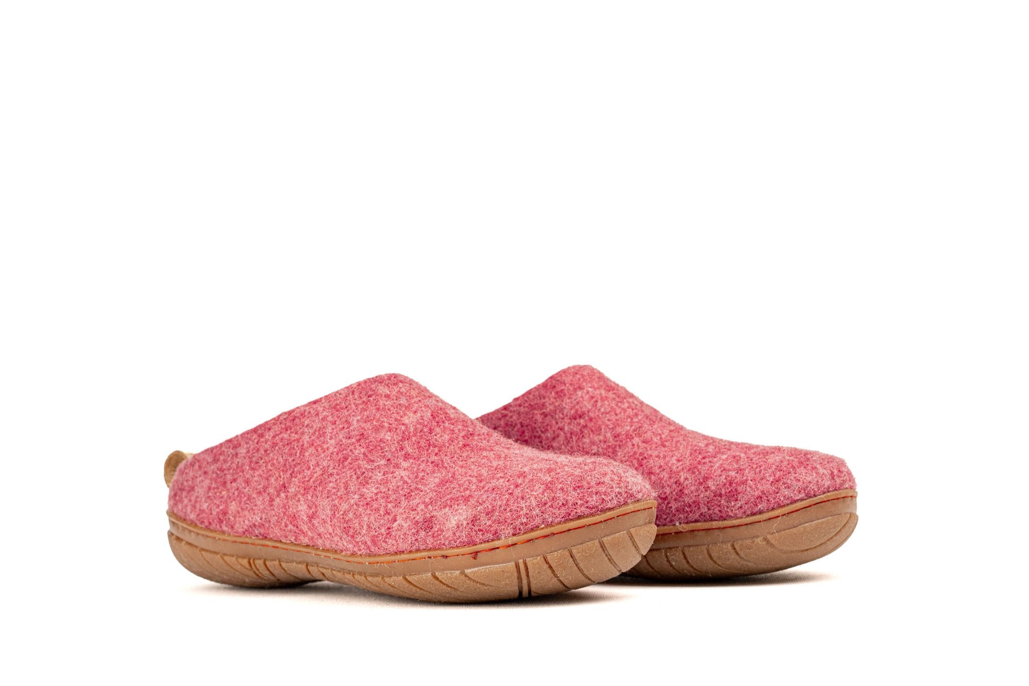 Outdoor Open Heel Slippers With Rubber Sole - Cherry Pink - Woollyes