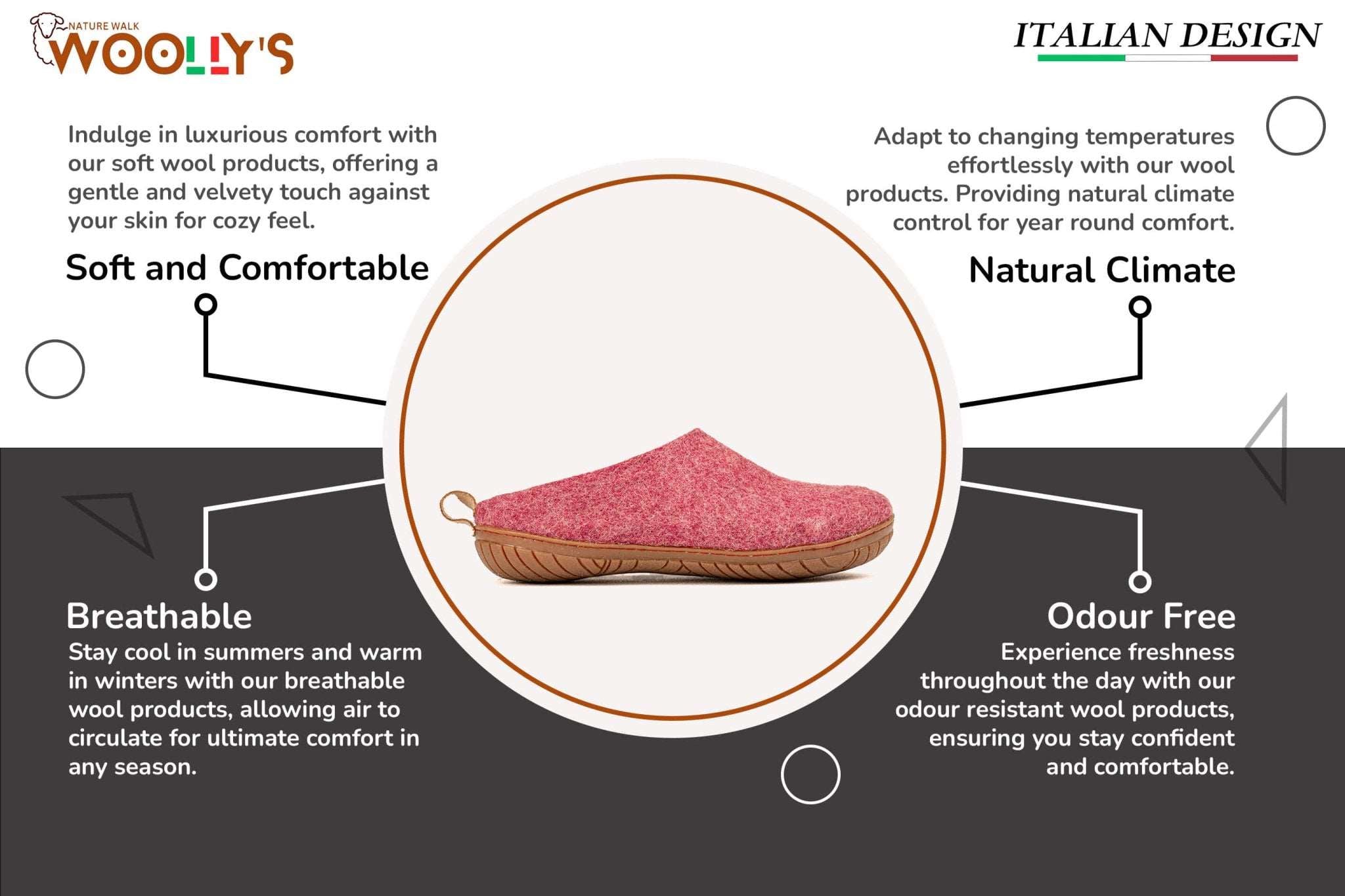 Outdoor Open Heel Slippers With Rubber Sole - Cherry Pink - Woollyes