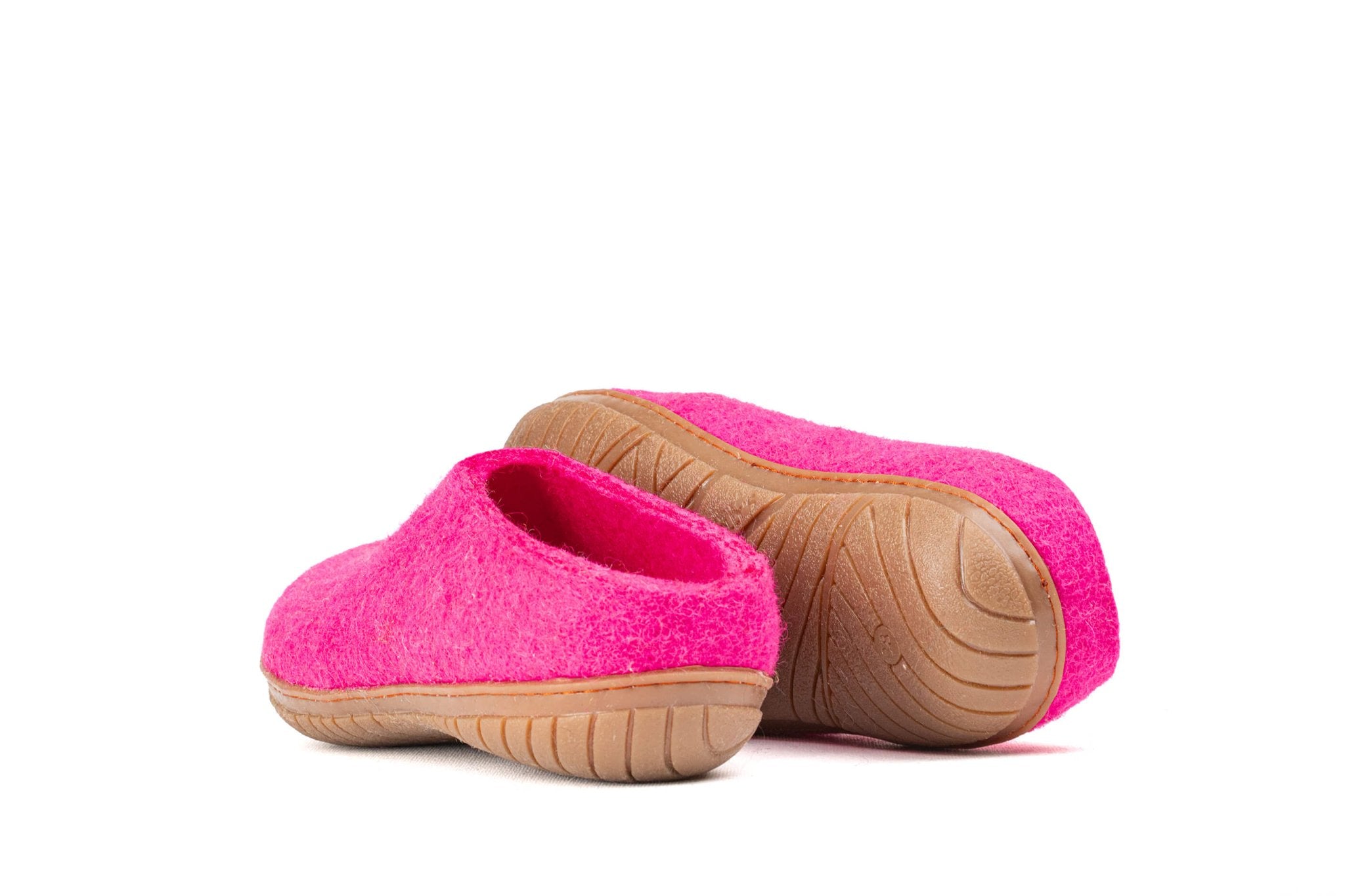 Outdoor Open Heel Slippers With Rubber Sole - Fuchsia - Woollyes
