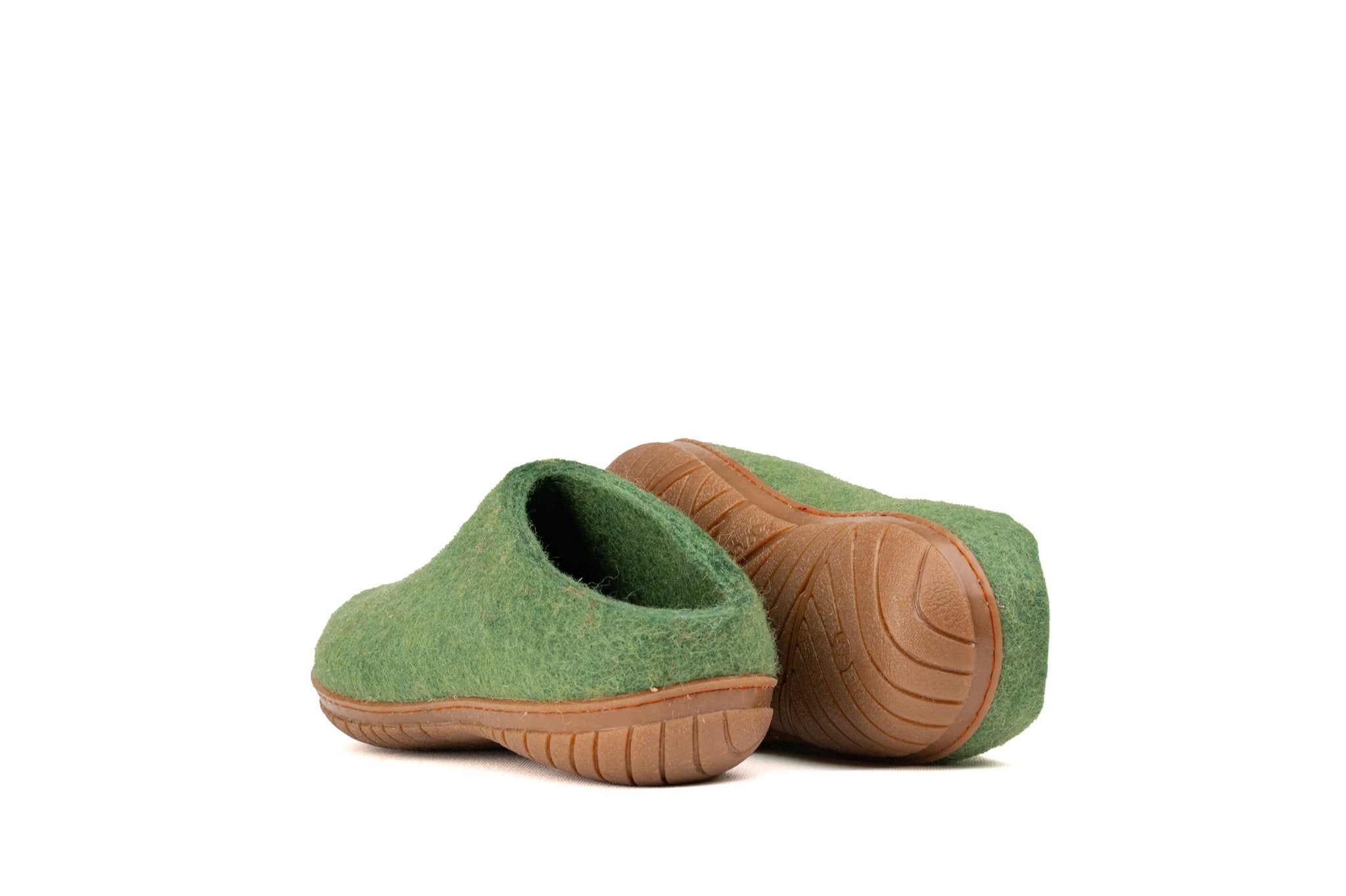 Outdoor Open Heel Slippers With Rubber Sole - Green - Woollyes