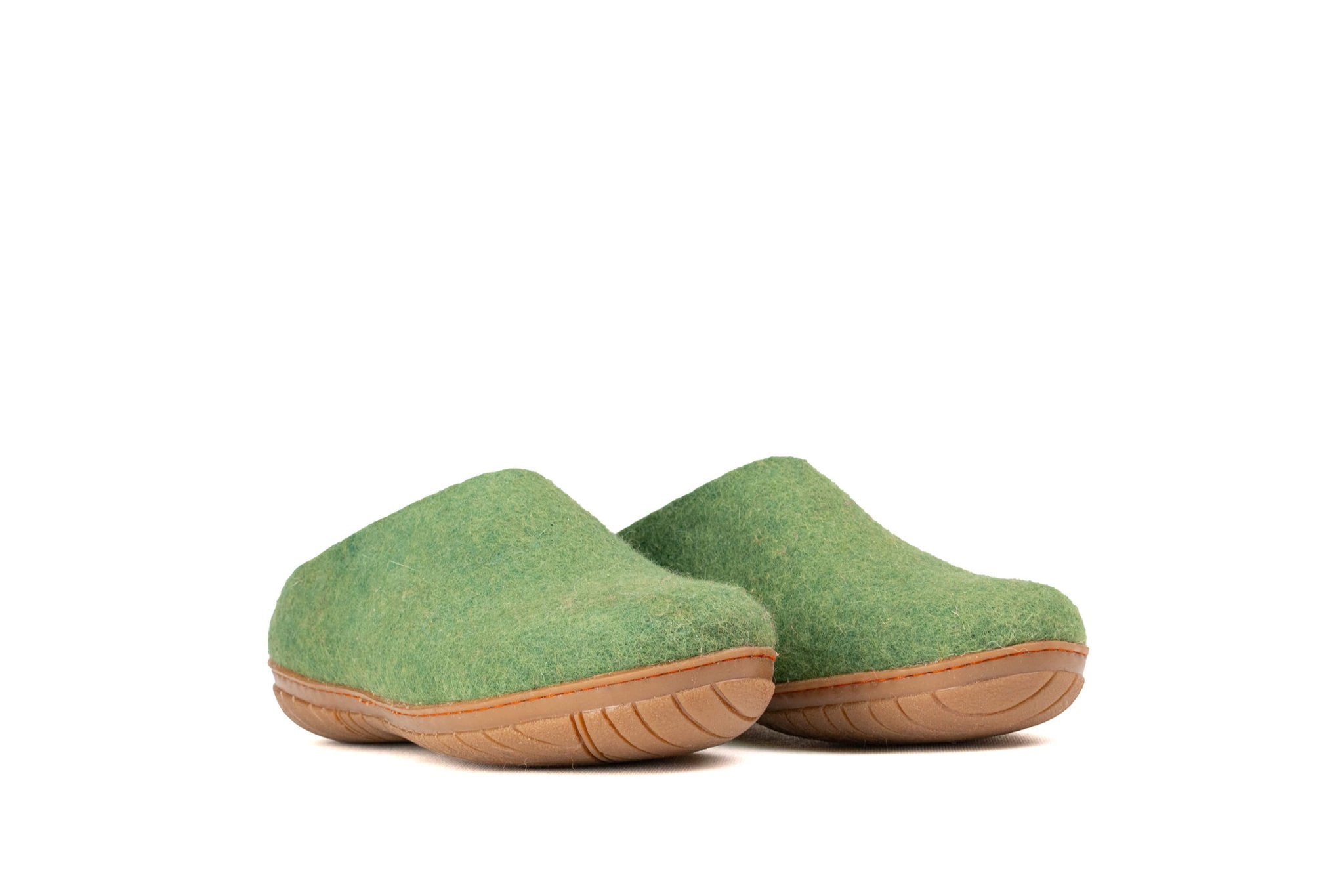 Outdoor Open Heel Slippers With Rubber Sole - Green - Woollyes