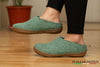 Outdoor Open Heel Slippers With Rubber Sole - Jungle Green - Woollyes felt shoes for man
