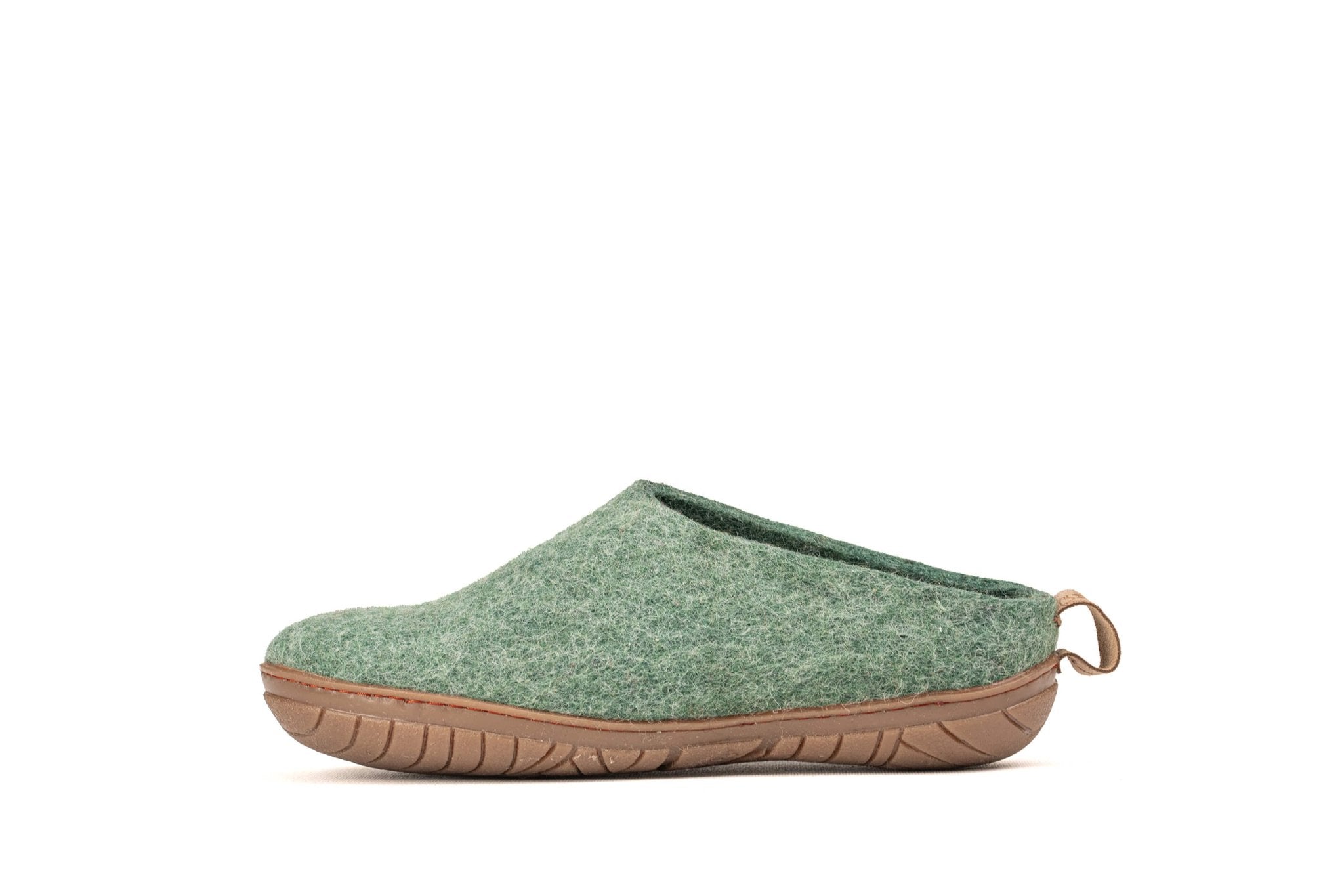 Outdoor Open Heel Slippers With Rubber Sole - Jungle Green - Woollyes felt product for women and man