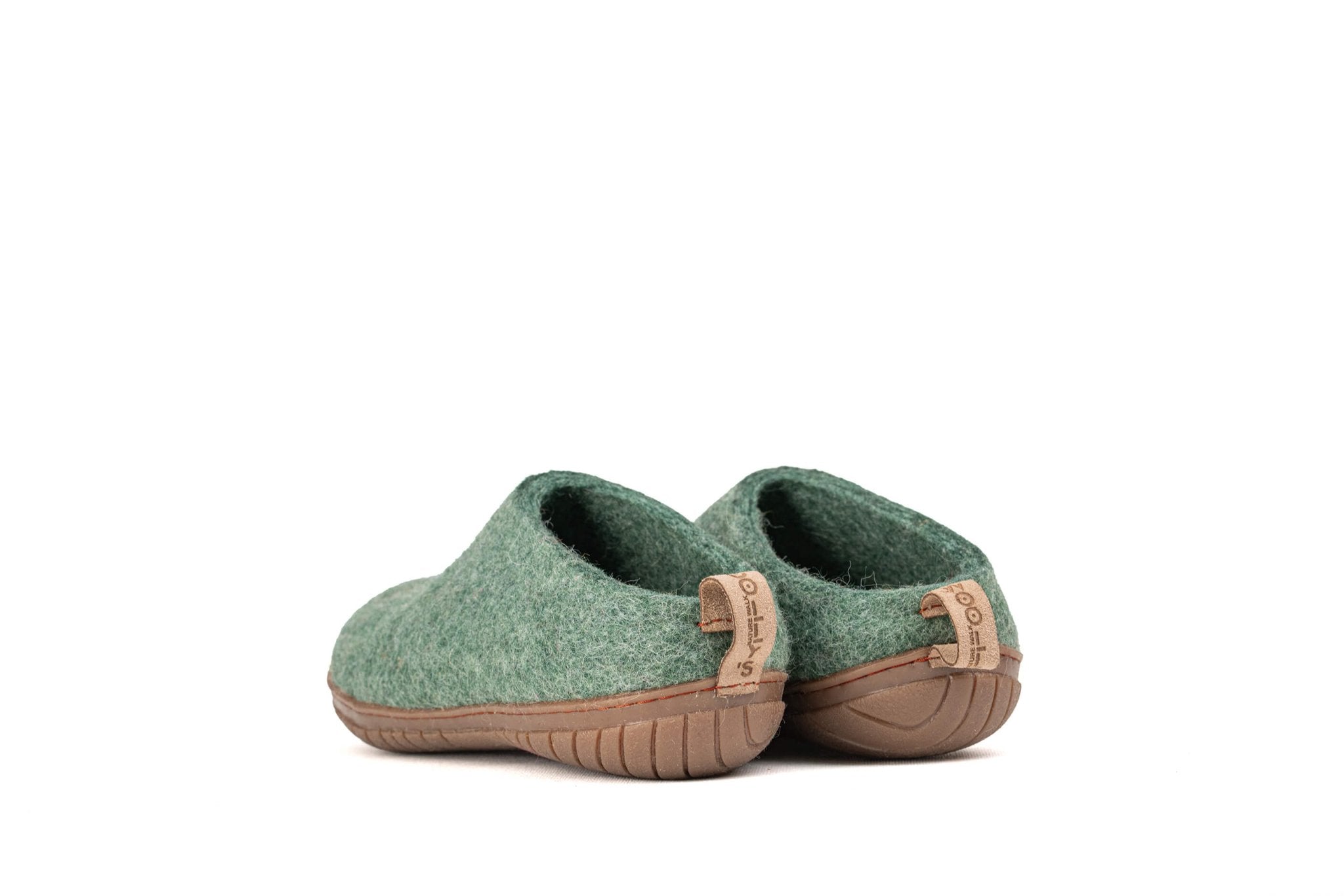 Outdoor Open Heel Slippers With Rubber Sole - Jungle Green - Woollyes