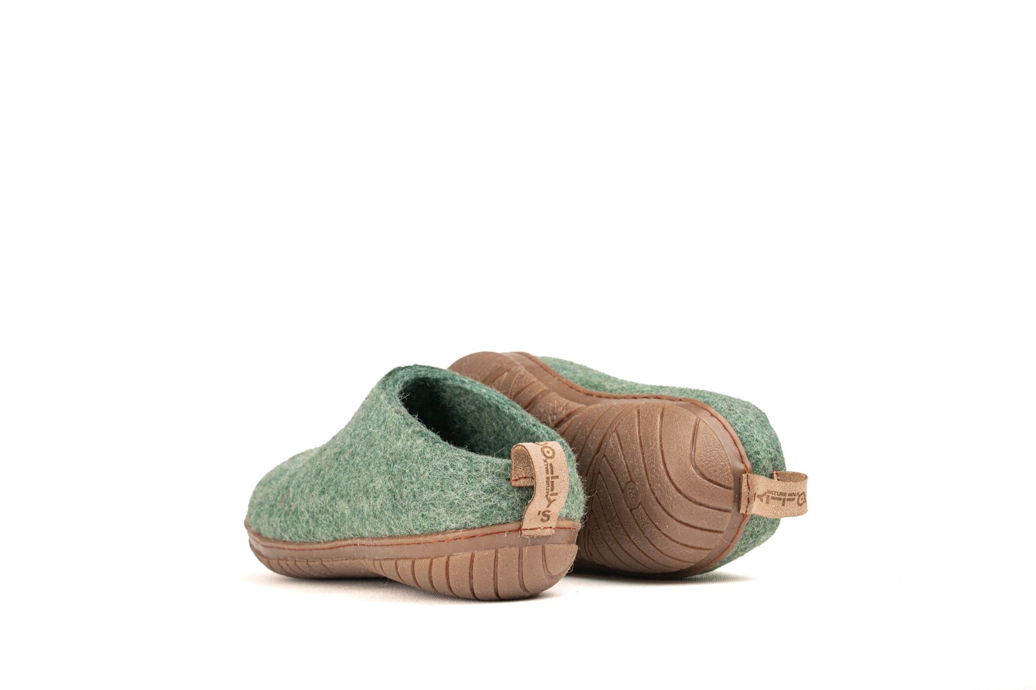 Outdoor Open Heel Slippers With Rubber Sole - Jungle Green - Woollyes