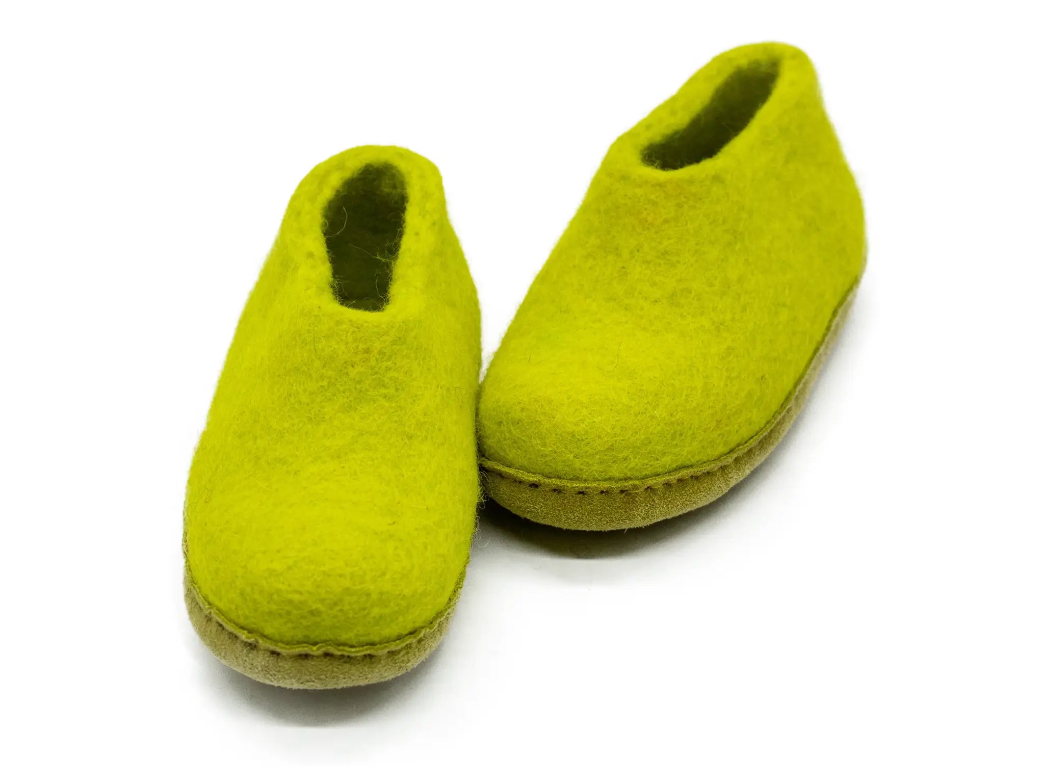 가죽 밑창이 있는 어린이 실내화 - 라임 그린