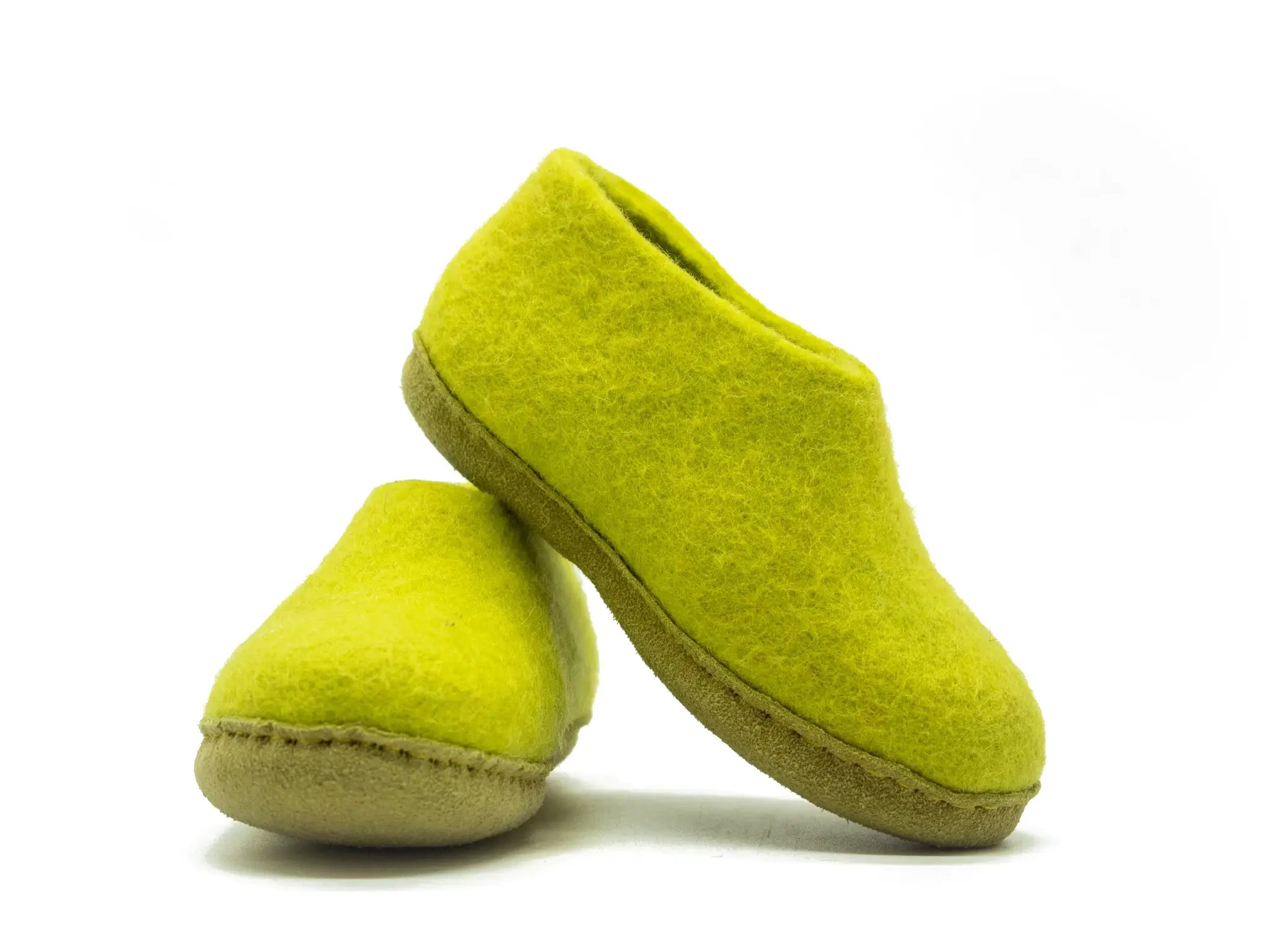 가죽 밑창이 있는 어린이 실내화 - 라임 그린