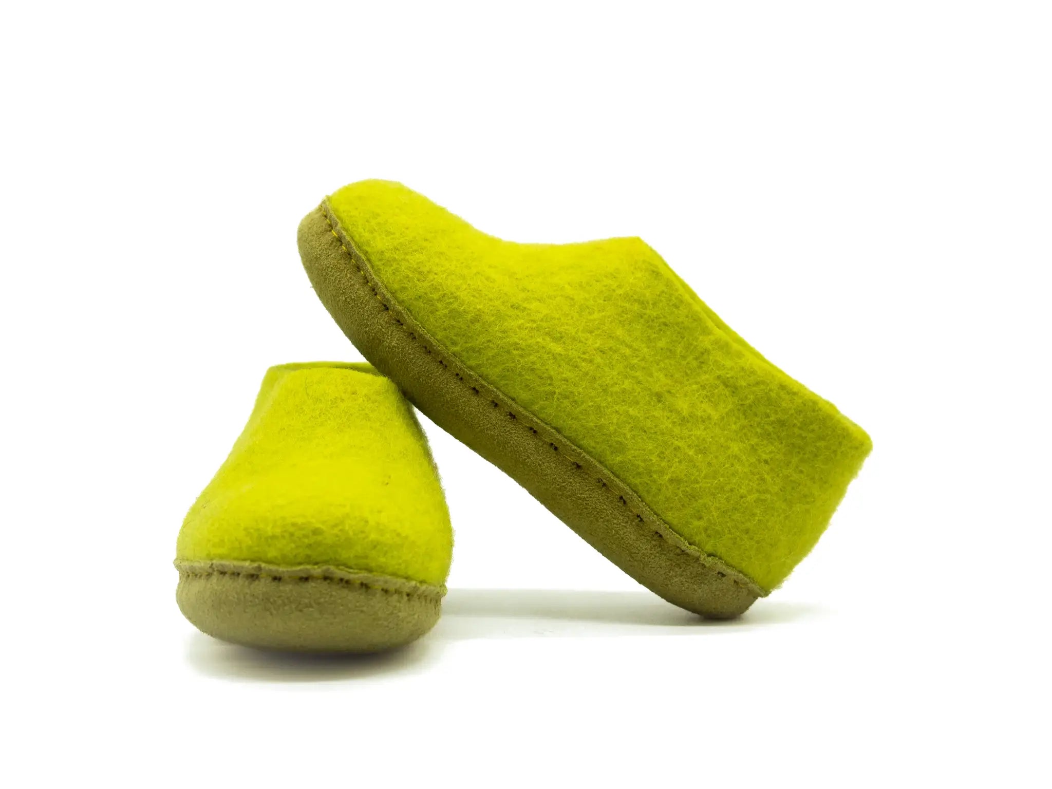 가죽 밑창이 있는 어린이 실내화 - 라임 그린