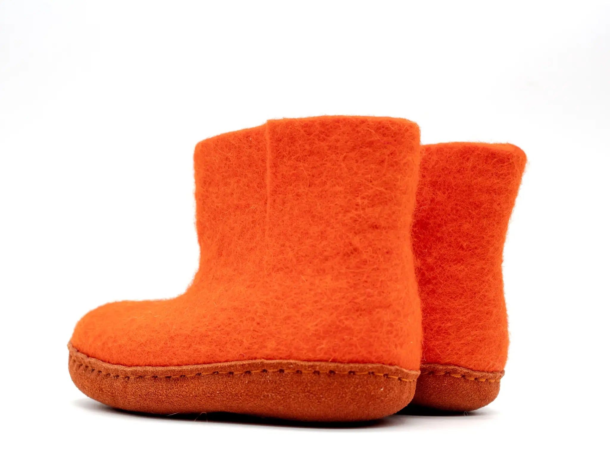 Scarponi da interno per bambini con suola in pelle - Arancione