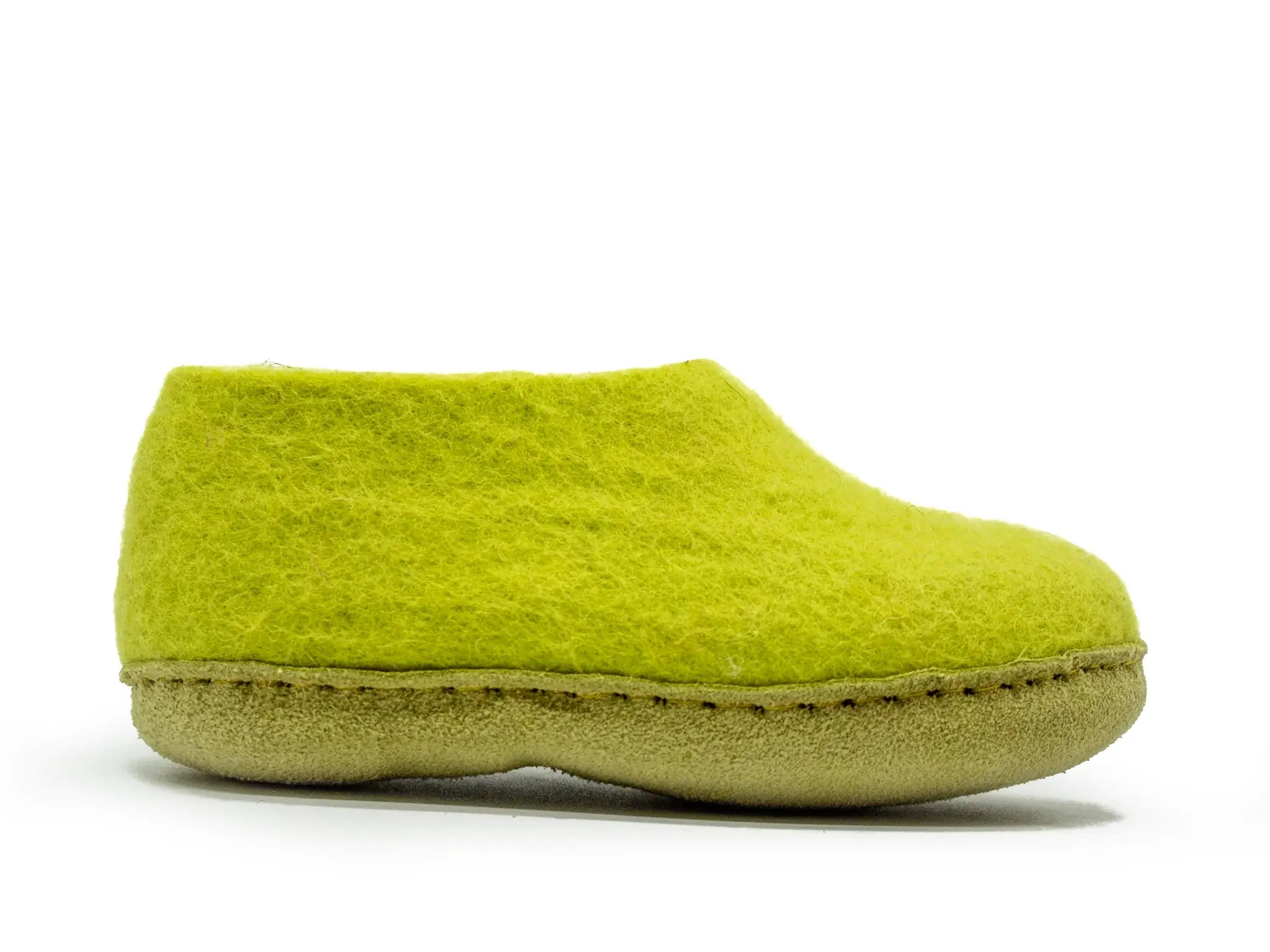 가죽 밑창이 있는 어린이 실내화 - 라임 그린