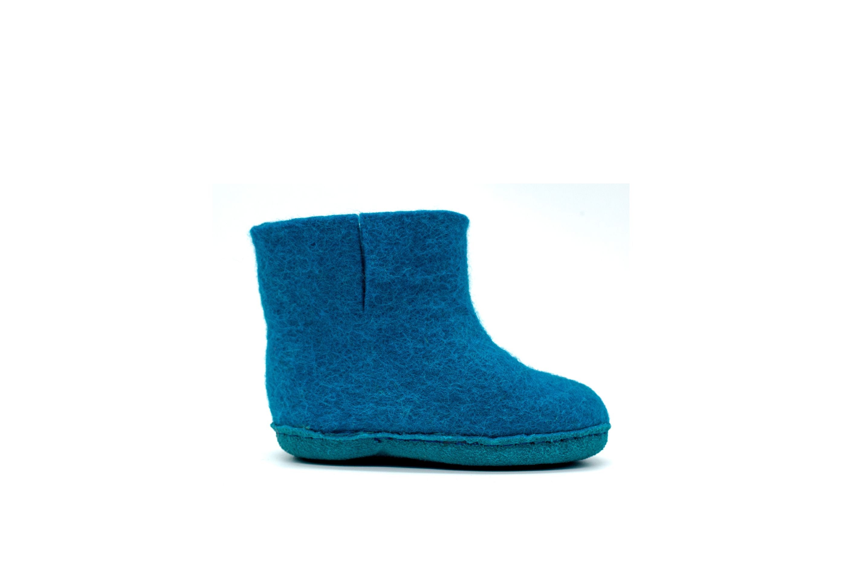 Kids Indoor Boot With Leather Sole - Turquoise