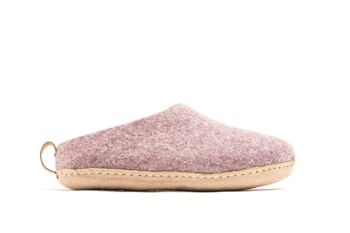 Indoor Open Hak Slippers Met Leren Sole-Lavendel