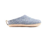 Indoor Open Heel Slippers With Leather Sole - Denim