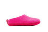 Indoor Open Heel Slippers With Leather Sole - Fuchsia