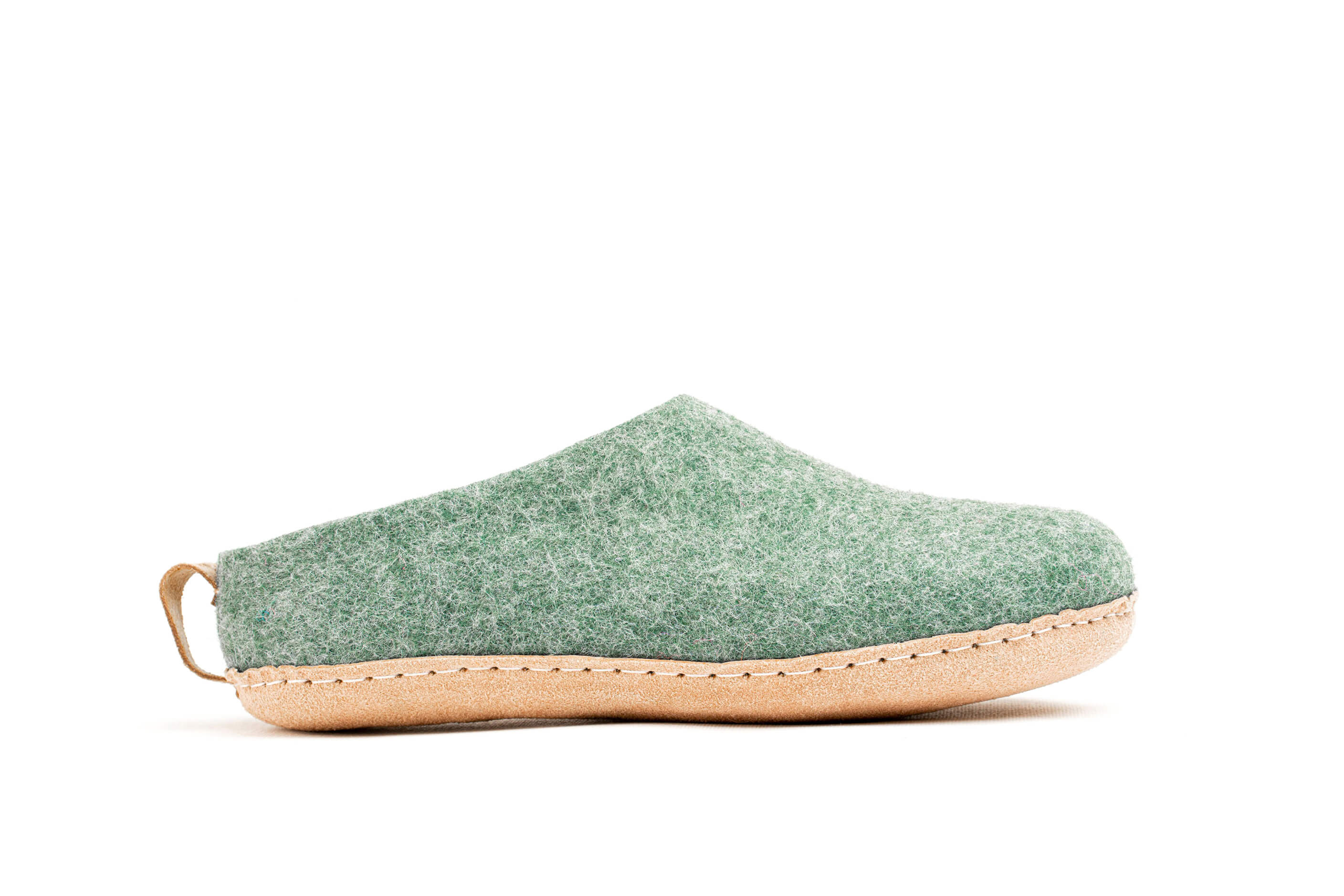 Indoor Open Heel Slippers With Leather Sole - Jungle Green