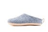 Indoor Open Heel Slippers With Leather Sole - Denim