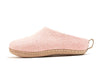 Indoor Open Heel Slippers With Leather Sole - Baby Pink