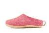 Indoor Open Heel Slippers With Leather Sole - Cherry Pink