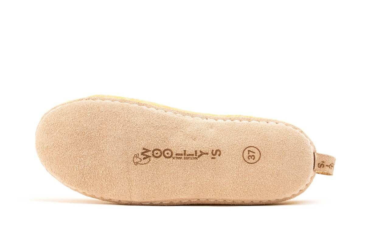 Indoor Open Hak Slippers Met Leren Sole-Mosterd