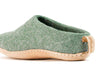 Indoor Open Heel Slippers With Leather Sole - Green