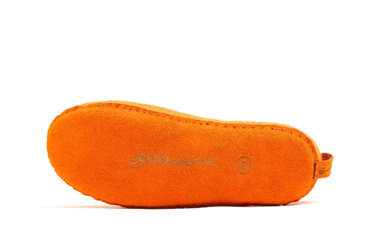 Indoor Open Heel Slippers With Leather Sole - Orange