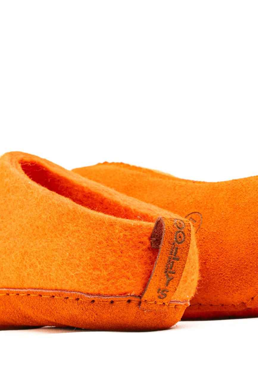 Zapatillas De Tacón Abierto Con Suela De Cuero-Naranja