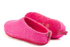 Indoor Open Heel Slippers With Leather Sole - Fuchsia