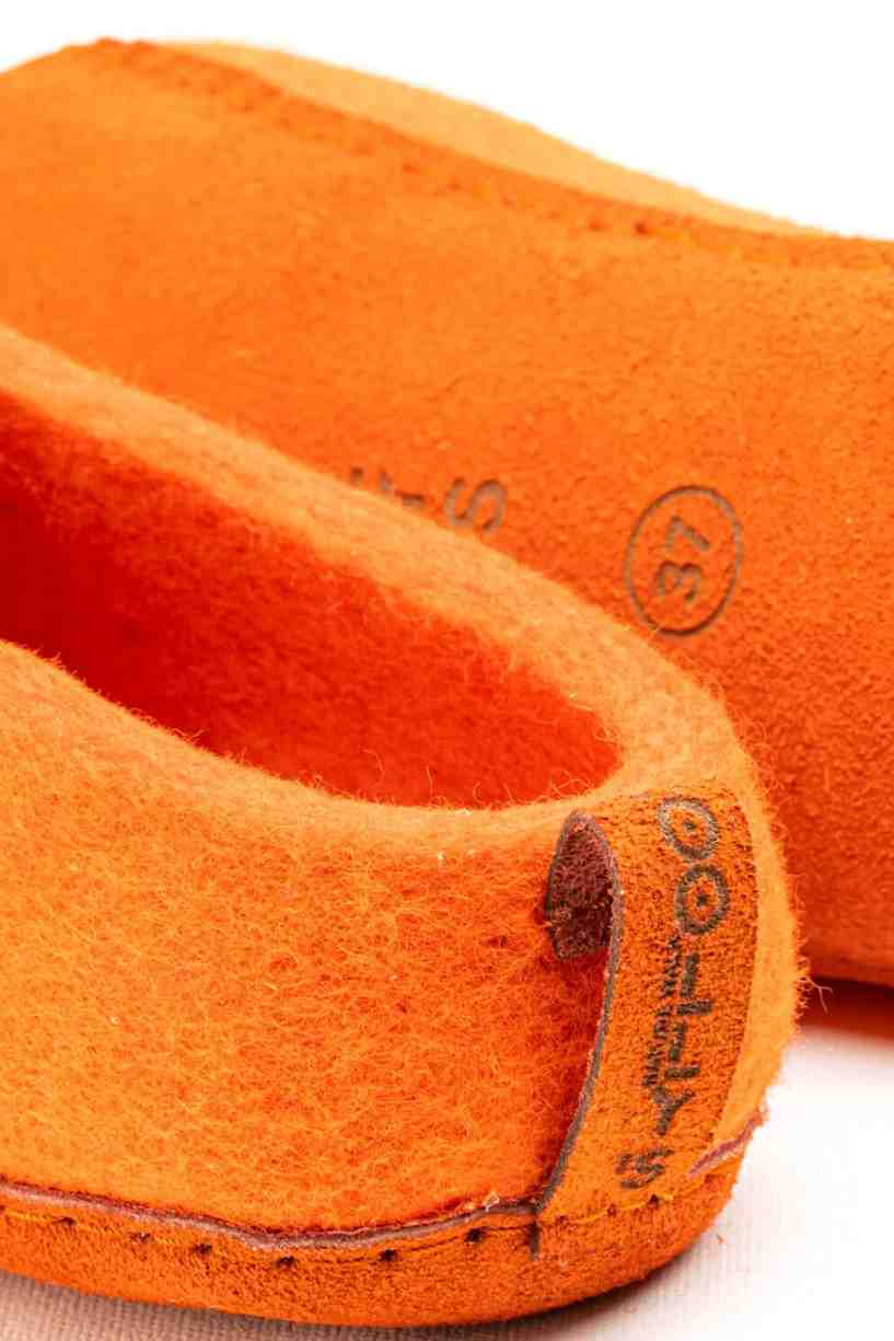 Zapatillas De Tacón Abierto Con Suela De Cuero-Naranja