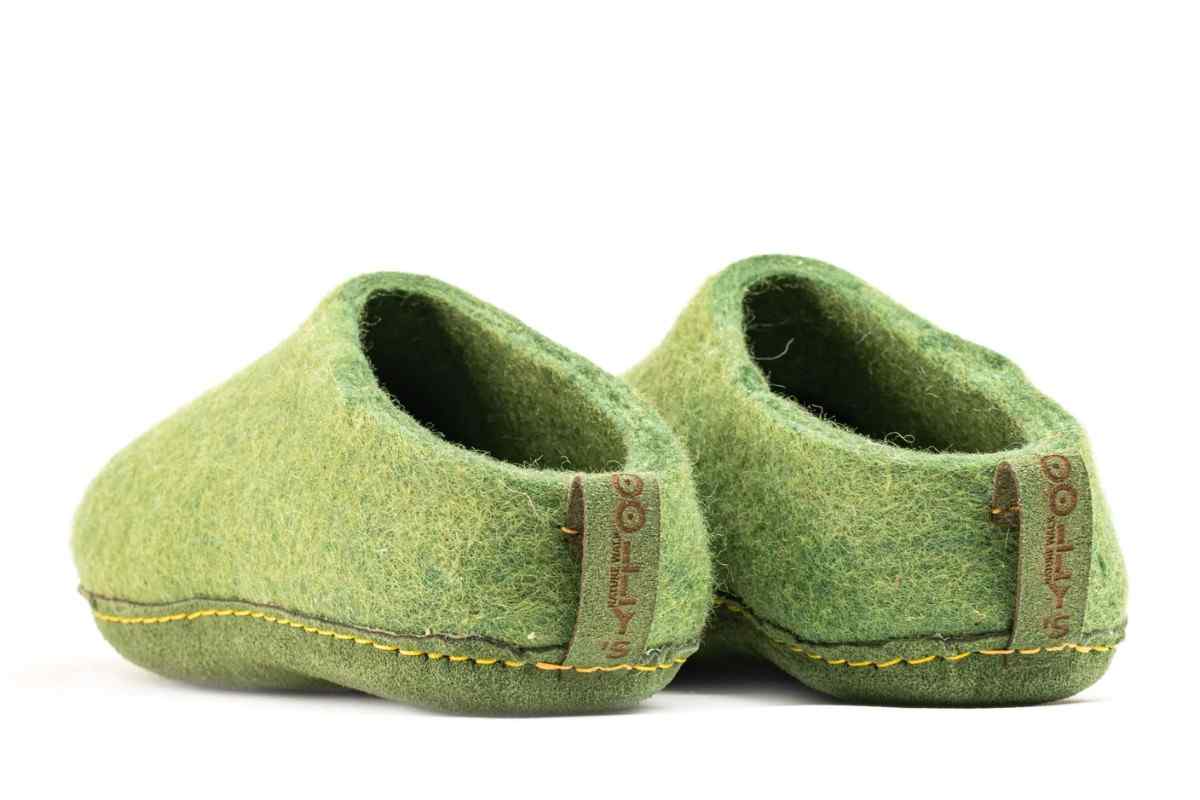 Zapatillas De Tacón Abierto De Interior Con Suela De Cuero-Verde De La Selva