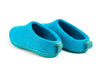 Indoor Open Heel Slippers With Leather Sole - Turquoise