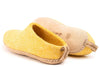 Indoor Open Heel Slippers With Leather Sole - Mustard