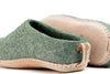 Indoor Open Heel Slippers With Leather Sole - Green