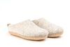 Indoor Open Heel Slippers With Leather Sole - Light Brown