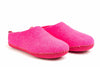 Indoor Open Heel Slippers With Leather Sole - Fuchsia