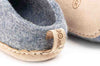 Indoor Open Heel Slippers With Leather Sole - Denim